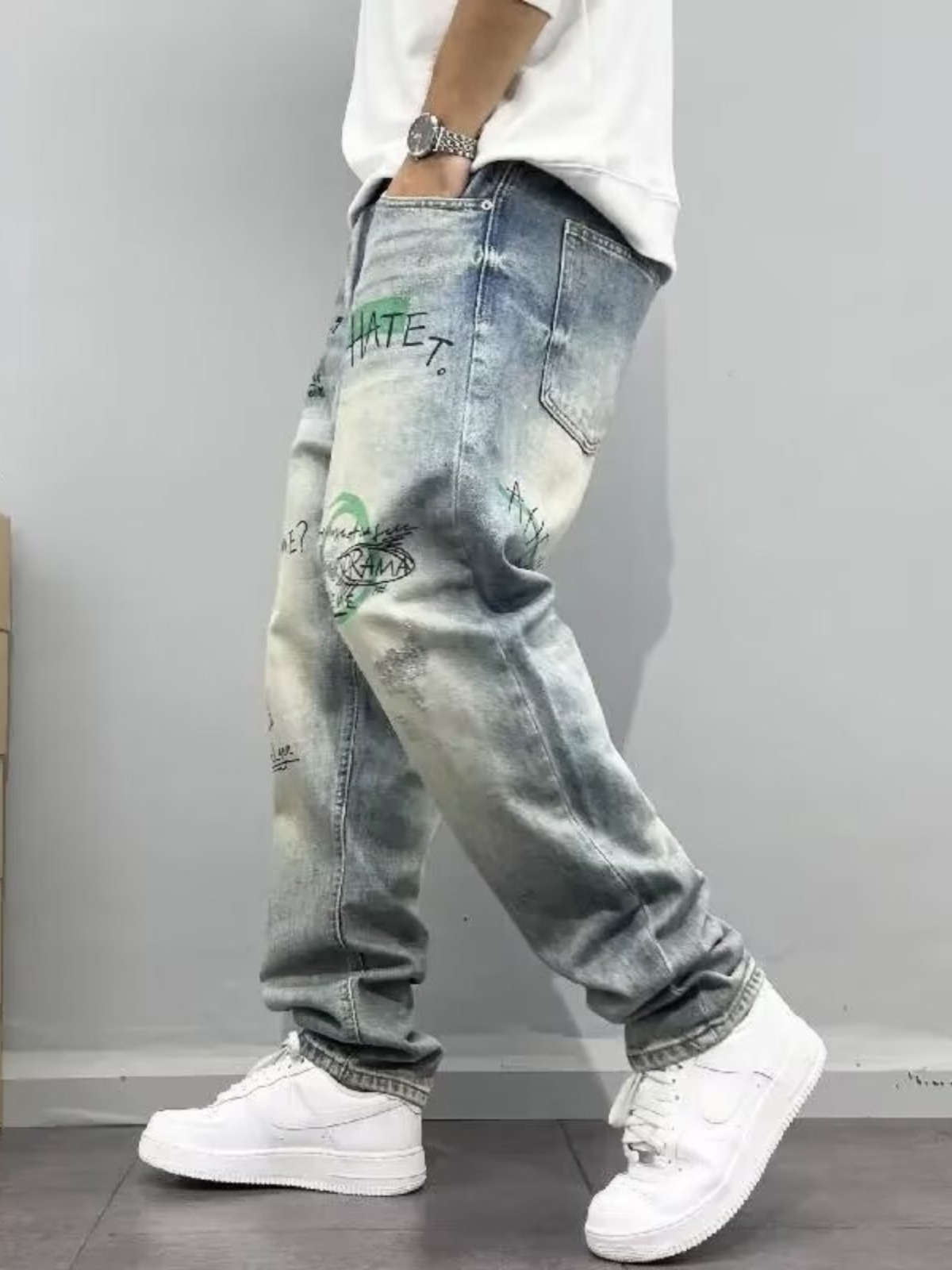 Streetwear Brand Jeans - Retro Amerikaanse streetwear heren loszittende jeans