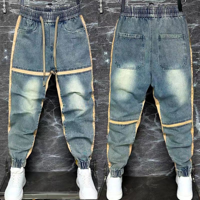 Streetwear Brand Jeans - 2024 Nieuwe Harembroek Gesplitst Gesneden Gebonden