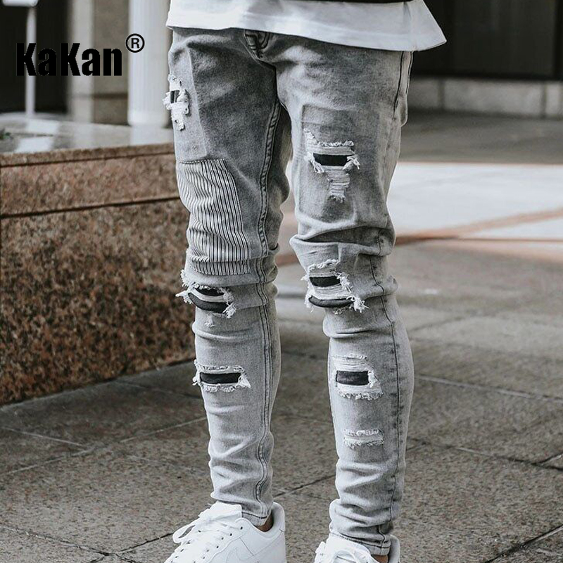 Streetwear Brand Jeans - Kakan-y2k nieuwe herenkleding versleten elastische jeans