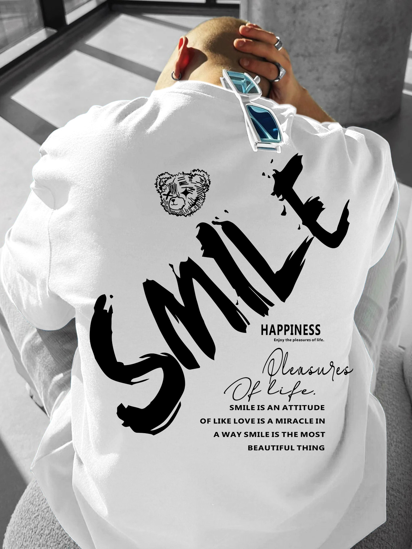 Streetwear Brand Quotes - Oversized streetwear-T-shirt voor heren, merk Smile