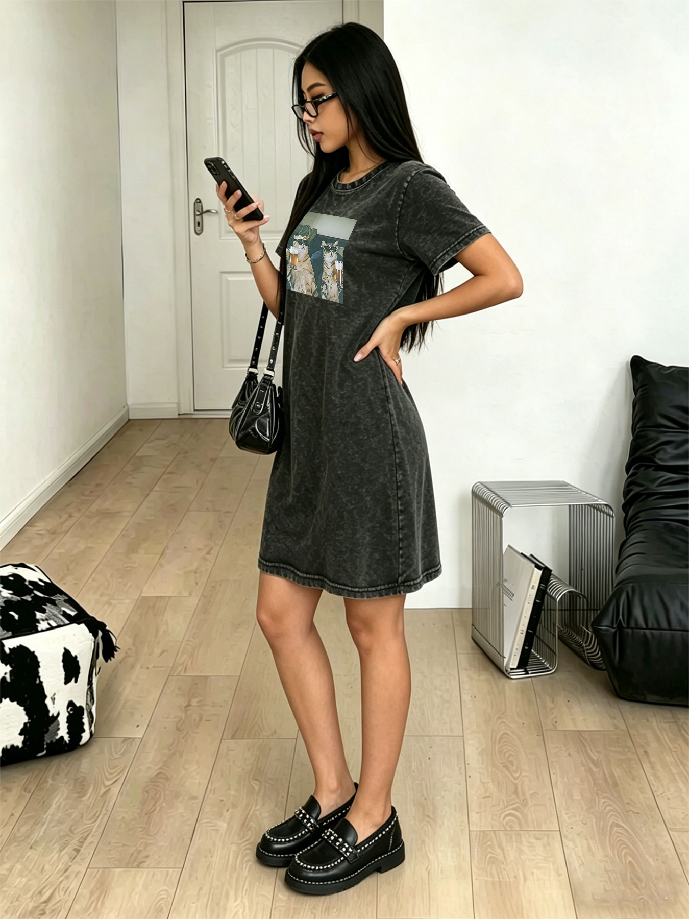 Vintage gewassen distressed T- - Streetwear Brand Cat recensie en prijs
